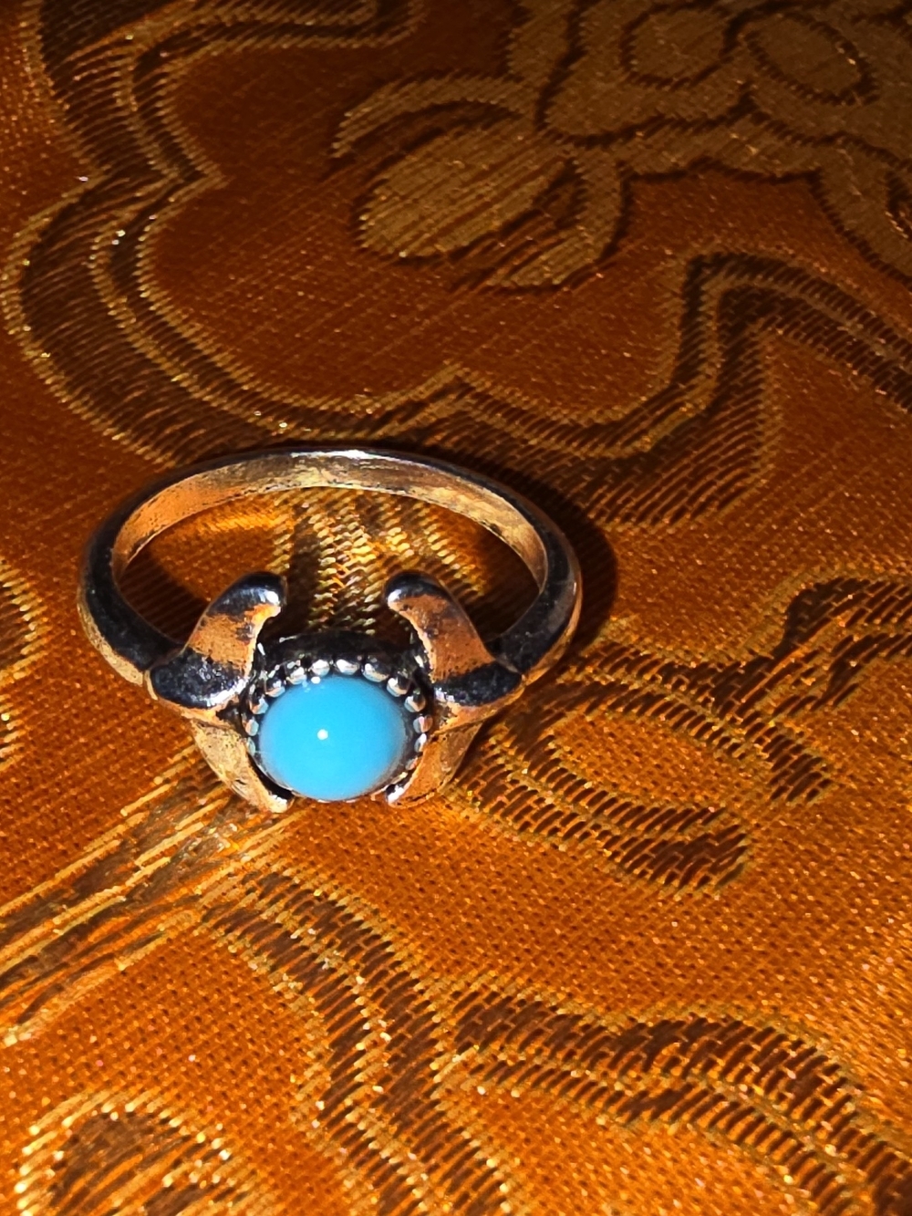 Southwestern Style Faux Turquoise Fashion Ring Silver Tone NWOT Size 6